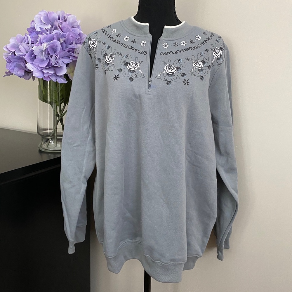 NEW Women’s Blair Gray Floral 1/4 Zip Pullover